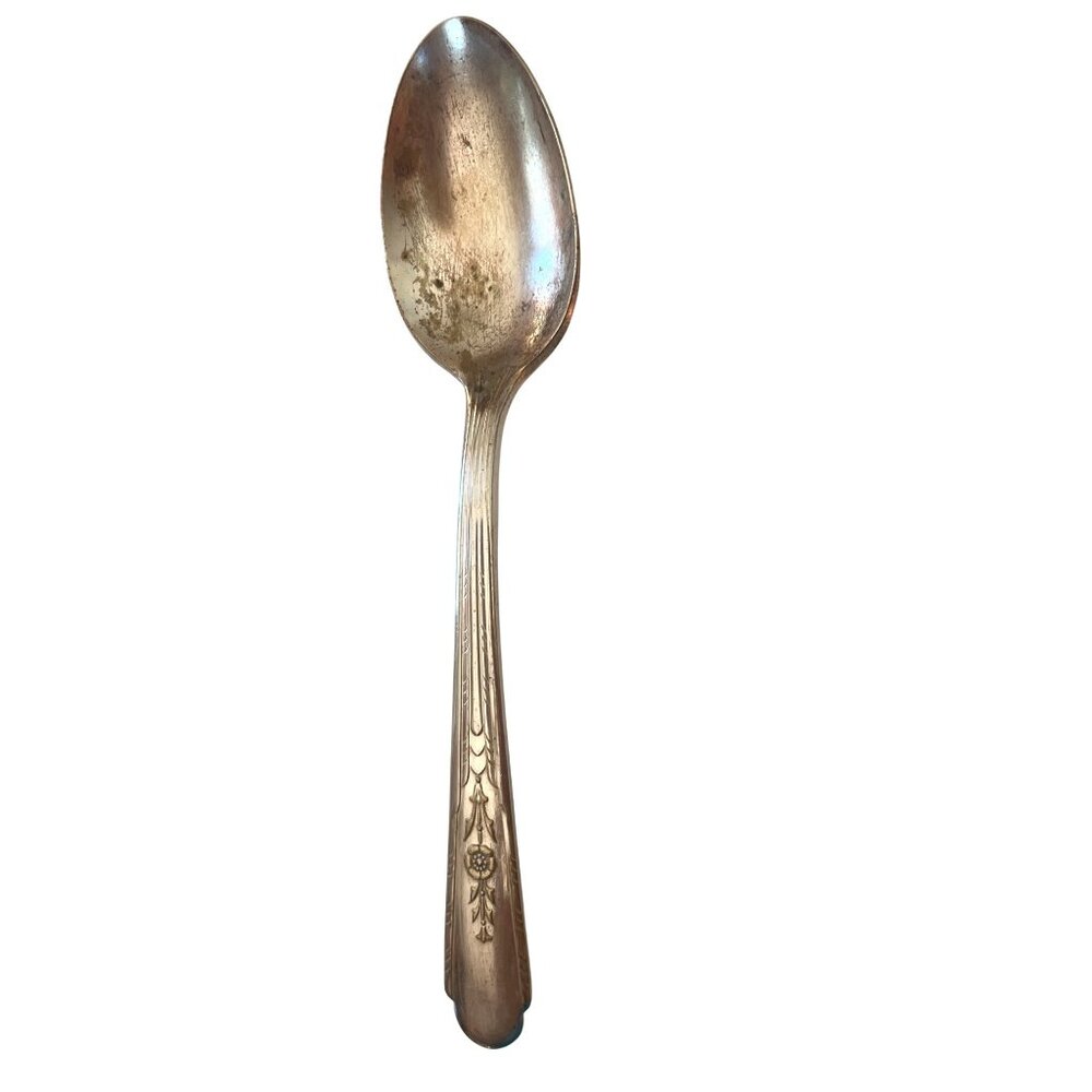 Crosby Silver Plate Vintage Floral Pattern Teaspoon 6" Tarnished Finish Antique